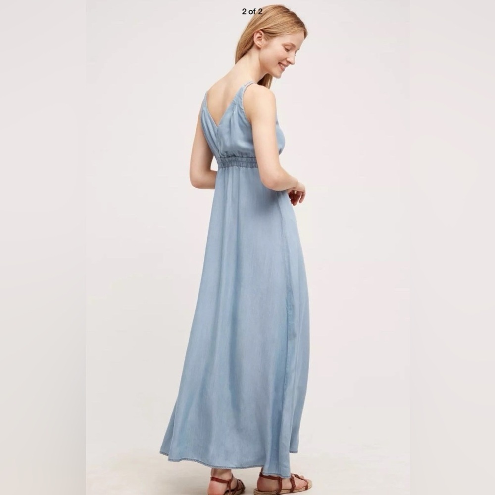 Anthropologie Holding Horses Malpais Maxi Dress in Chambray Blue - Size 8 - Picture 4 of 8